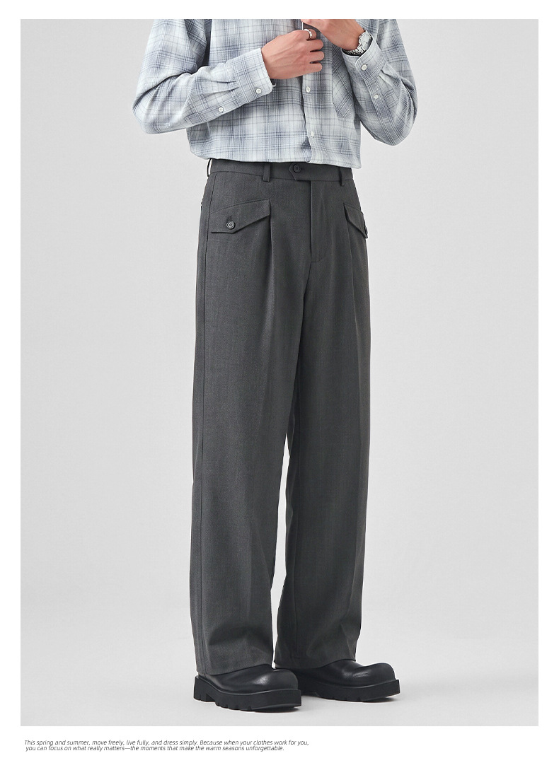 APOCRITA'S Men's Straight Leg Casual Pants Wool Blend Wrinkle Resistant Business Trousers