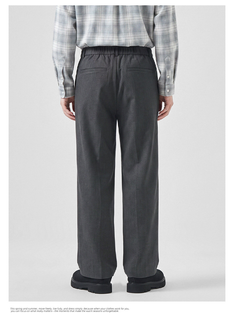 APOCRITA'S Men's Straight Leg Casual Pants Wool Blend Wrinkle Resistant Business Trousers