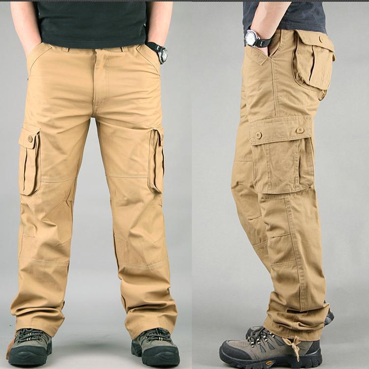 Men's Loose Straight-Leg Cargo Pants, Multi-Pocket Casual Work Trousers for Spring and Autumn