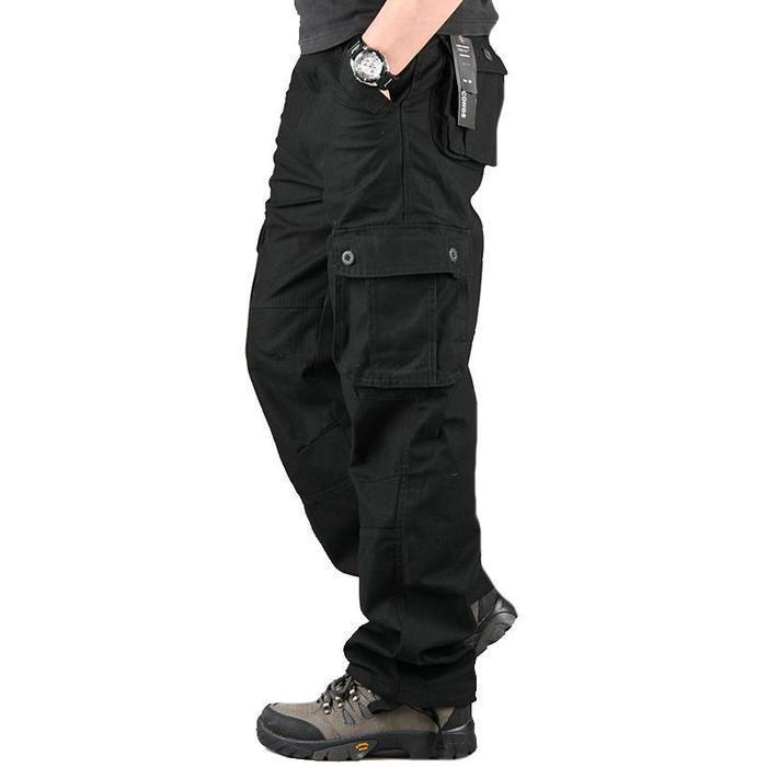 Men's Loose Straight-Leg Cargo Pants, Multi-Pocket Casual Work Trousers for Spring and Autumn