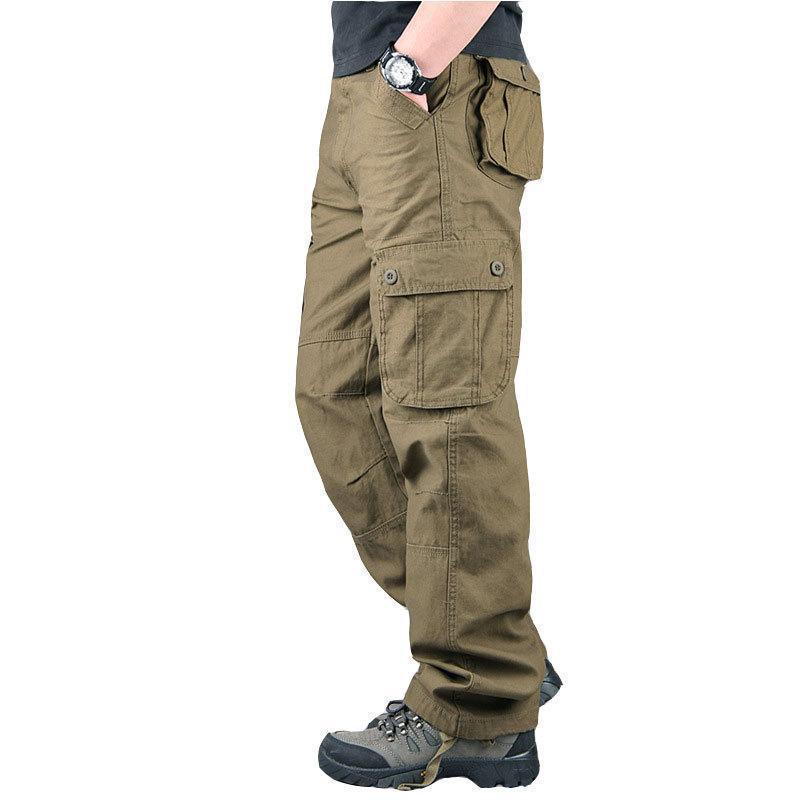 Men's Loose Straight-Leg Cargo Pants, Multi-Pocket Casual Work Trousers for Spring and Autumn