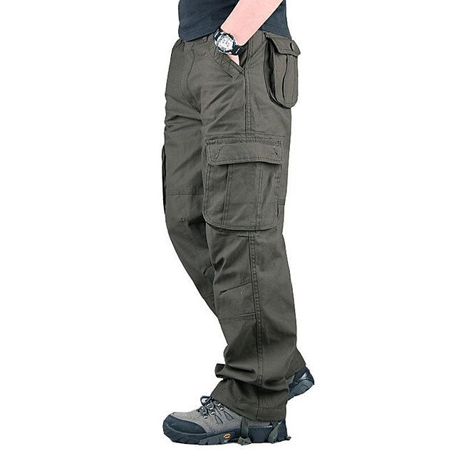 Men's Loose Straight-Leg Cargo Pants, Multi-Pocket Casual Work Trousers for Spring and Autumn