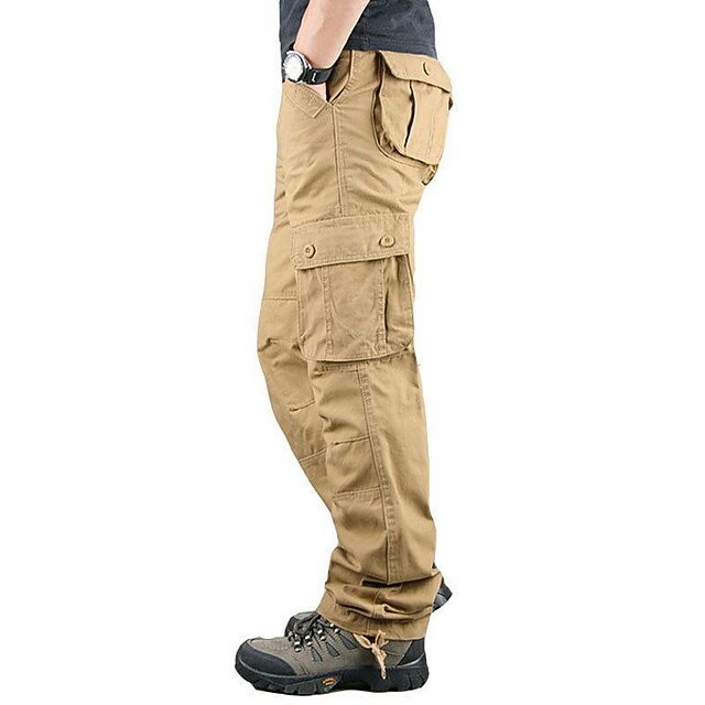 Men's Loose Straight-Leg Cargo Pants, Multi-Pocket Casual Work Trousers for Spring and Autumn