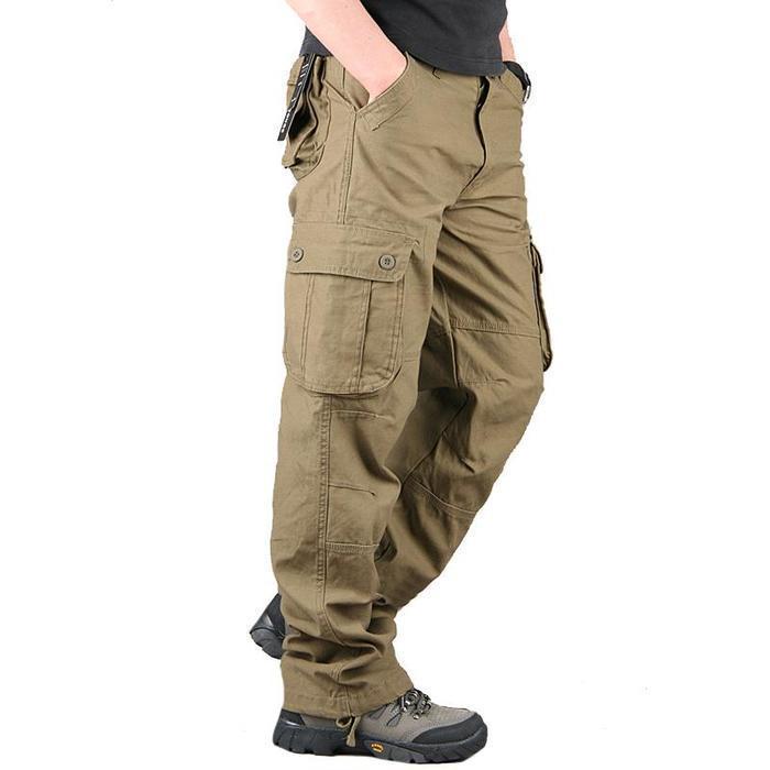 Men's Loose Straight-Leg Cargo Pants, Multi-Pocket Casual Work Trousers for Spring and Autumn