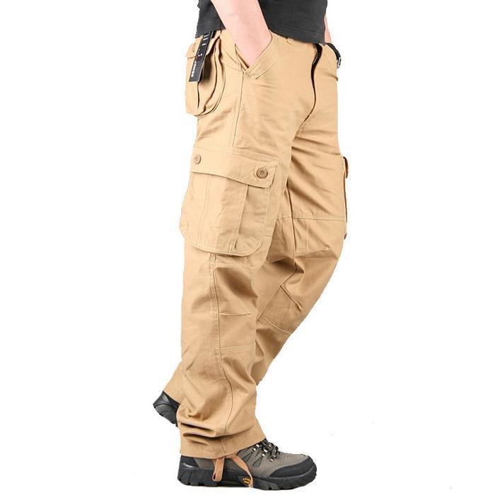 Men's Loose Straight-Leg Cargo Pants, Multi-Pocket Casual Work Trousers for Spring and Autumn