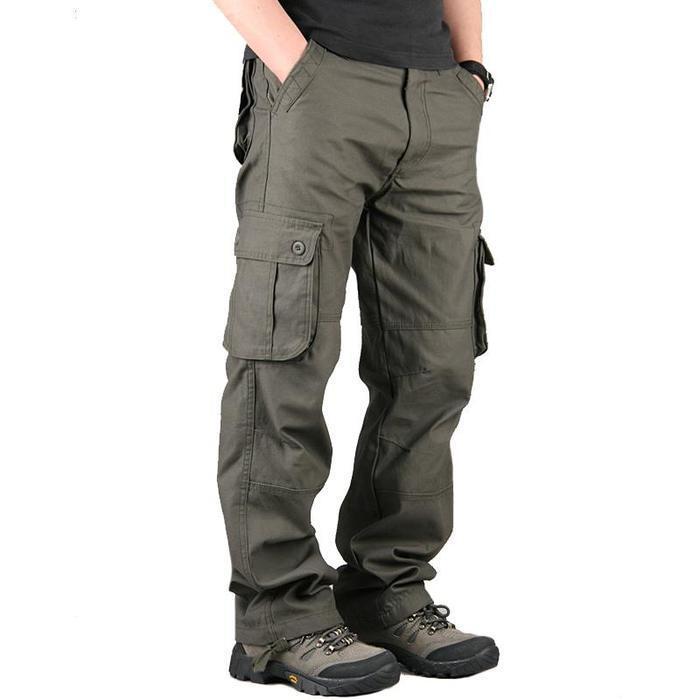 Men's Loose Straight-Leg Cargo Pants, Multi-Pocket Casual Work Trousers for Spring and Autumn