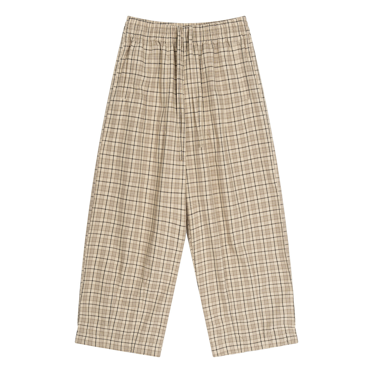 Men's Plaid Loose Casual Pants Cotton Blend Drawstring Straight Leg Long Trousers for Sports