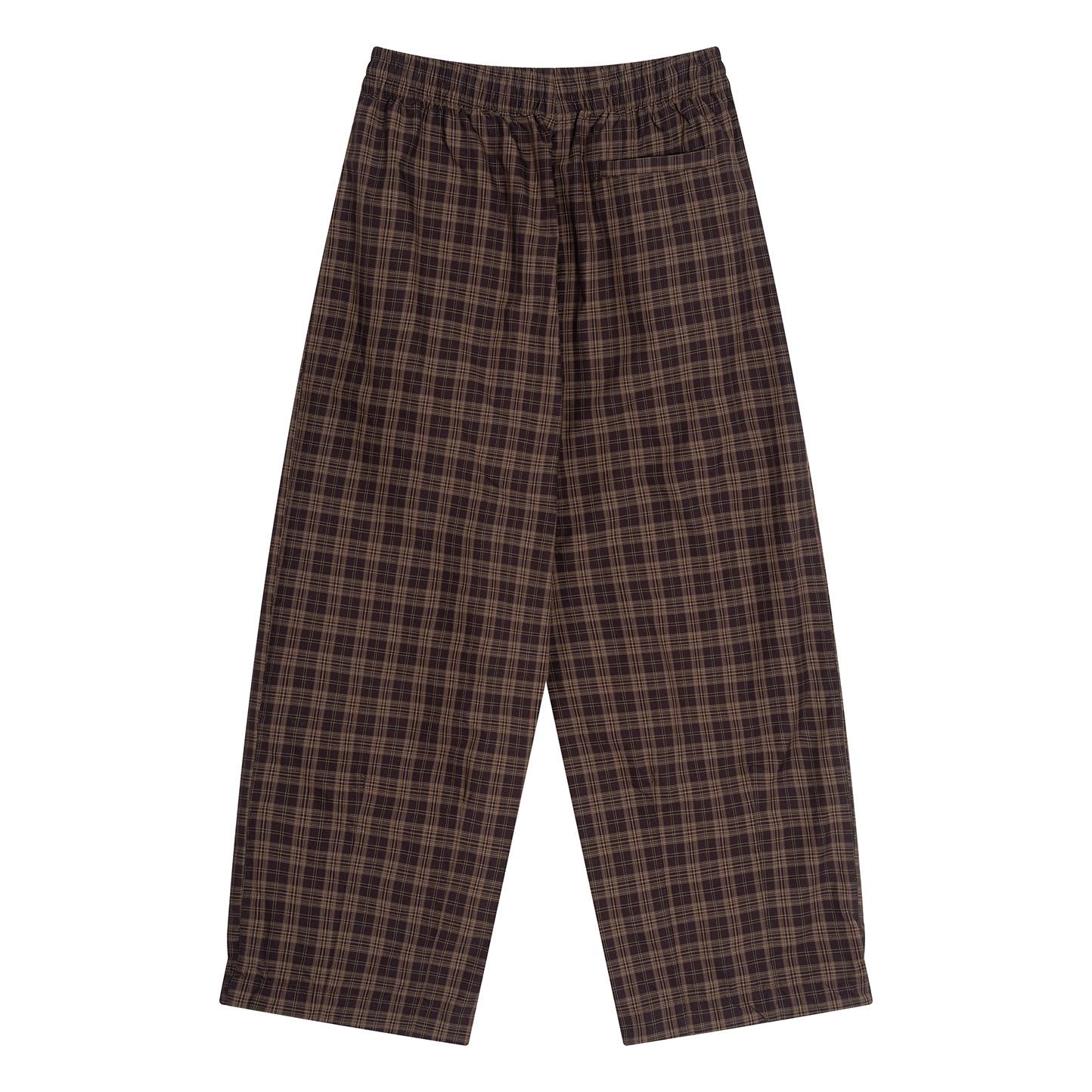 Men's Plaid Loose Casual Pants Cotton Blend Drawstring Straight Leg Long Trousers for Sports