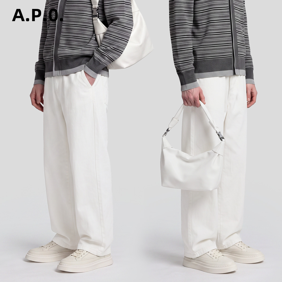APOCRITA'S Men's Lyocell Cotton Straight Leg Pants, Loose Fit Casual Trousers for Daily Wear