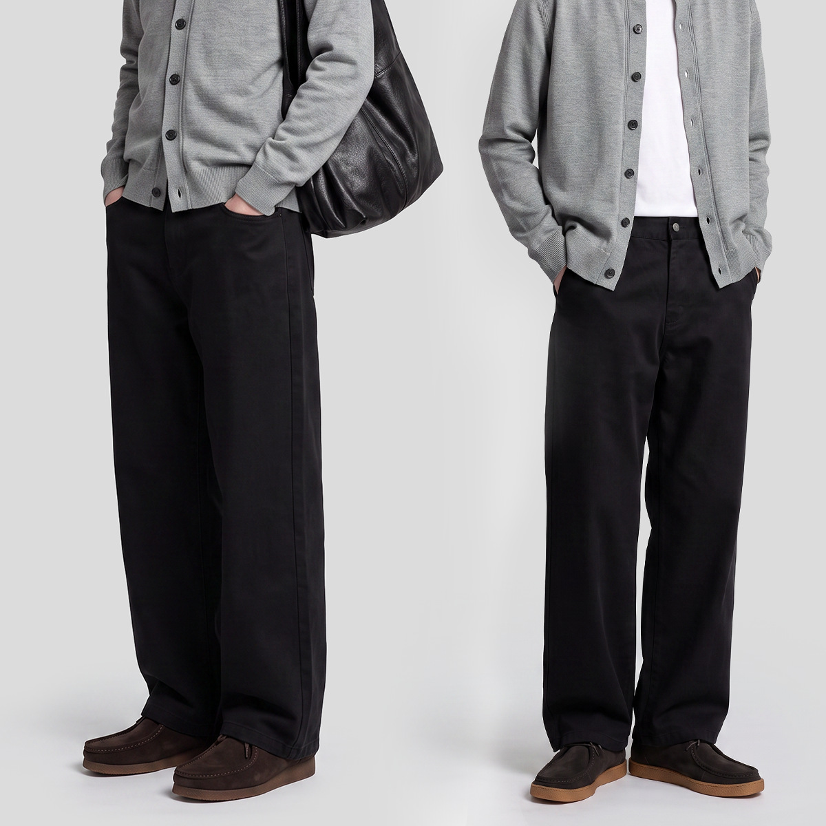 APOCRITA'S Men's Lyocell Cotton Straight Leg Pants, Loose Fit Casual Trousers for Daily Wear