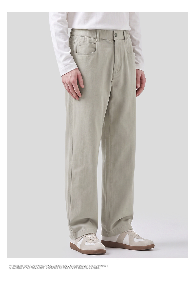 APOCRITA'S Men's Lyocell Cotton Straight Leg Pants, Loose Fit Casual Trousers for Daily Wear