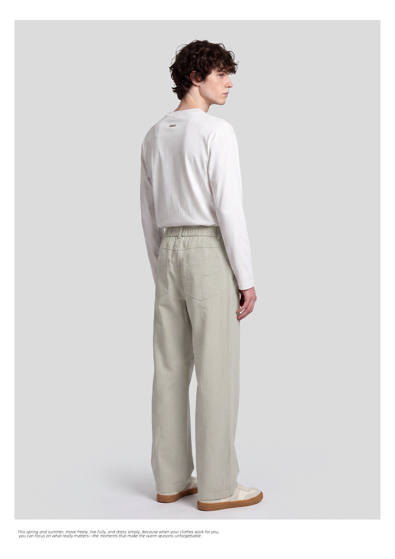 APOCRITA'S Men's Lyocell Cotton Straight Leg Pants, Loose Fit Casual Trousers for Daily Wear