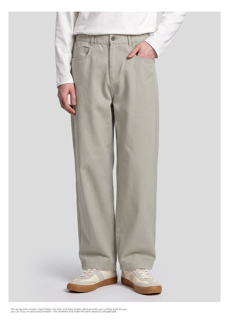 APOCRITA'S Men's Lyocell Cotton Straight Leg Pants, Loose Fit Casual Trousers for Daily Wear