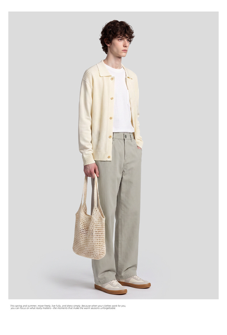 APOCRITA'S Men's Lyocell Cotton Straight Leg Pants, Loose Fit Casual Trousers for Daily Wear