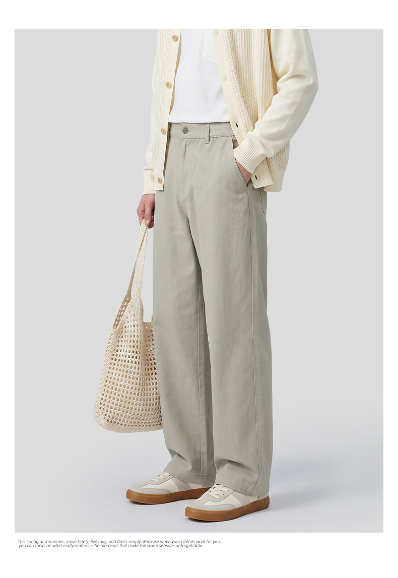 APOCRITA'S Men's Lyocell Cotton Straight Leg Pants, Loose Fit Casual Trousers for Daily Wear