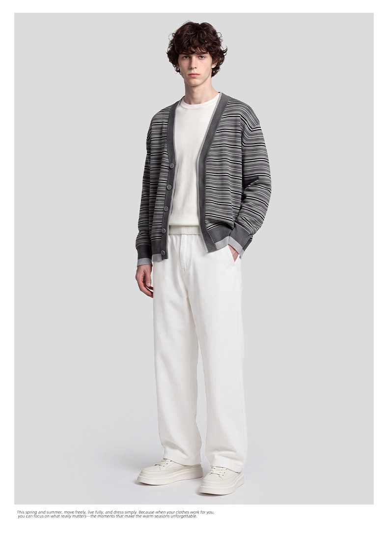 APOCRITA'S Men's Lyocell Cotton Straight Leg Pants, Loose Fit Casual Trousers for Daily Wear