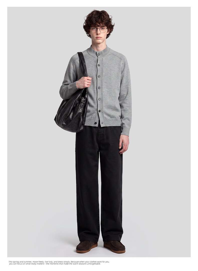 APOCRITA'S Men's Lyocell Cotton Straight Leg Pants, Loose Fit Casual Trousers for Daily Wear