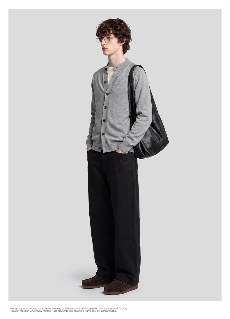 APOCRITA'S Men's Lyocell Cotton Straight Leg Pants, Loose Fit Casual Trousers for Daily Wear