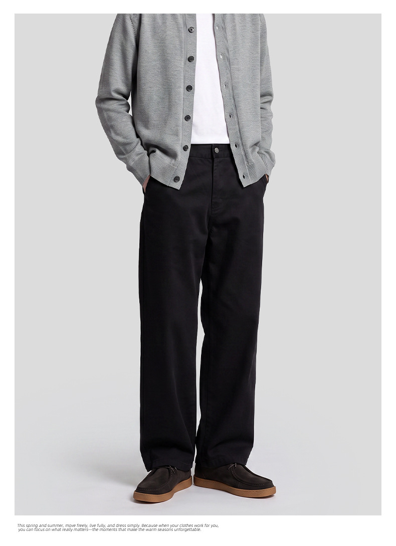 APOCRITA'S Men's Lyocell Cotton Straight Leg Pants, Loose Fit Casual Trousers for Daily Wear