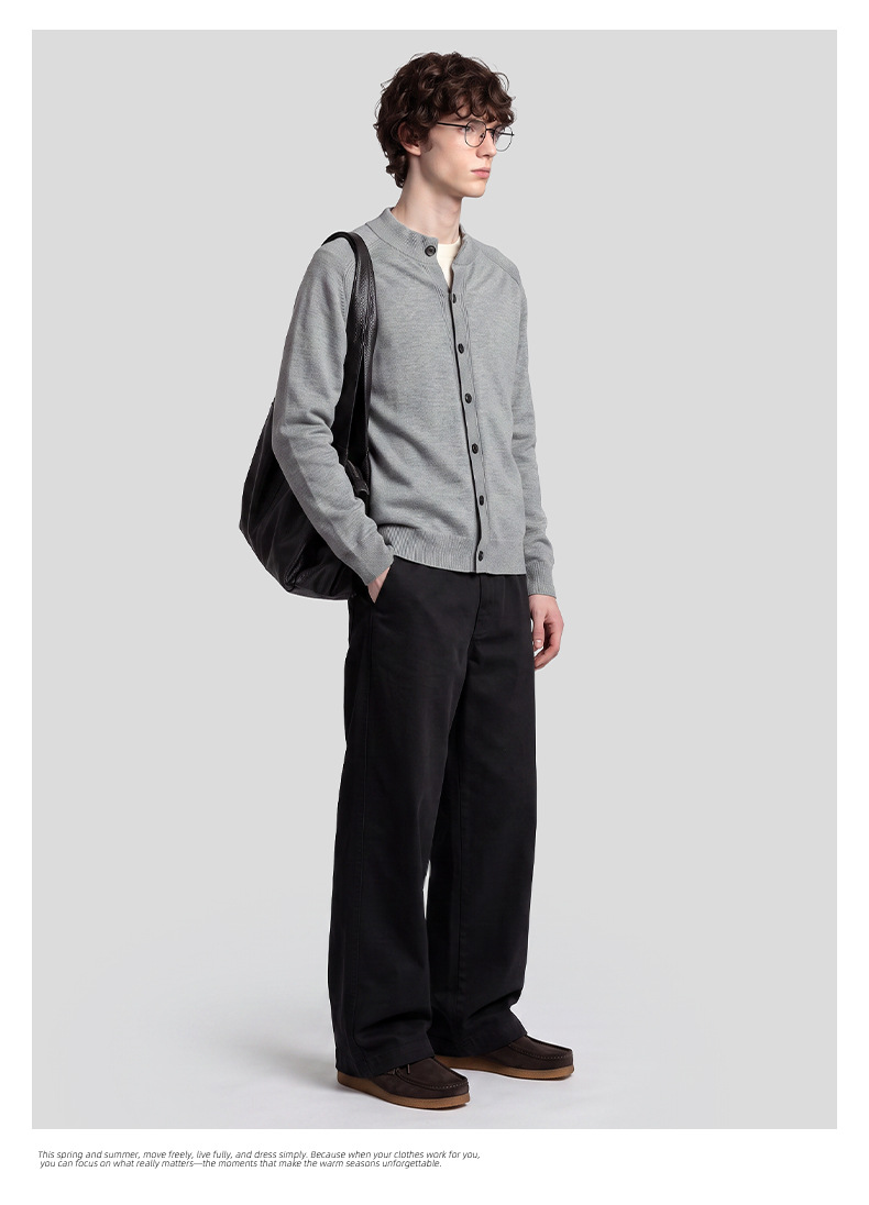 APOCRITA'S Men's Lyocell Cotton Straight Leg Pants, Loose Fit Casual Trousers for Daily Wear