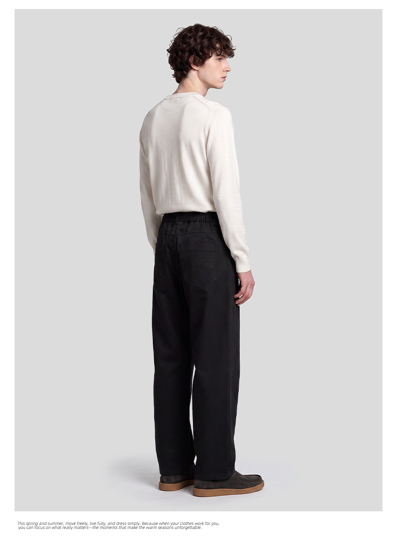 APOCRITA'S Men's Lyocell Cotton Straight Leg Pants, Loose Fit Casual Trousers for Daily Wear