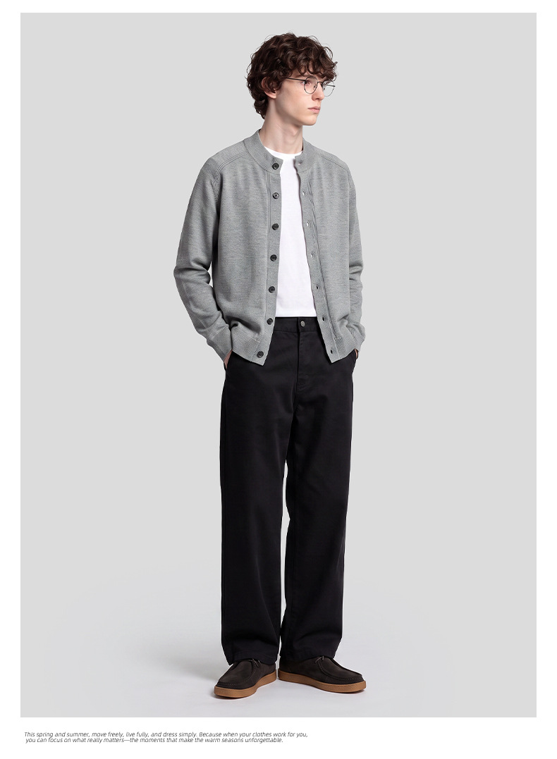 APOCRITA'S Men's Lyocell Cotton Straight Leg Pants, Loose Fit Casual Trousers for Daily Wear
