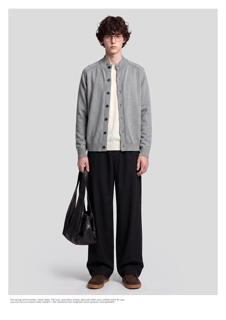 APOCRITA'S Men's Lyocell Cotton Straight Leg Pants, Loose Fit Casual Trousers for Daily Wear