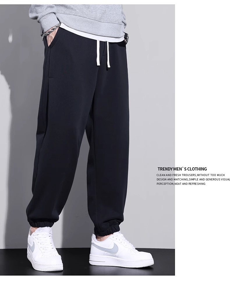 Men's Fleece Lined Sweatpants Plus Size Loose Fit Tapered Joggers for Winter Casual
