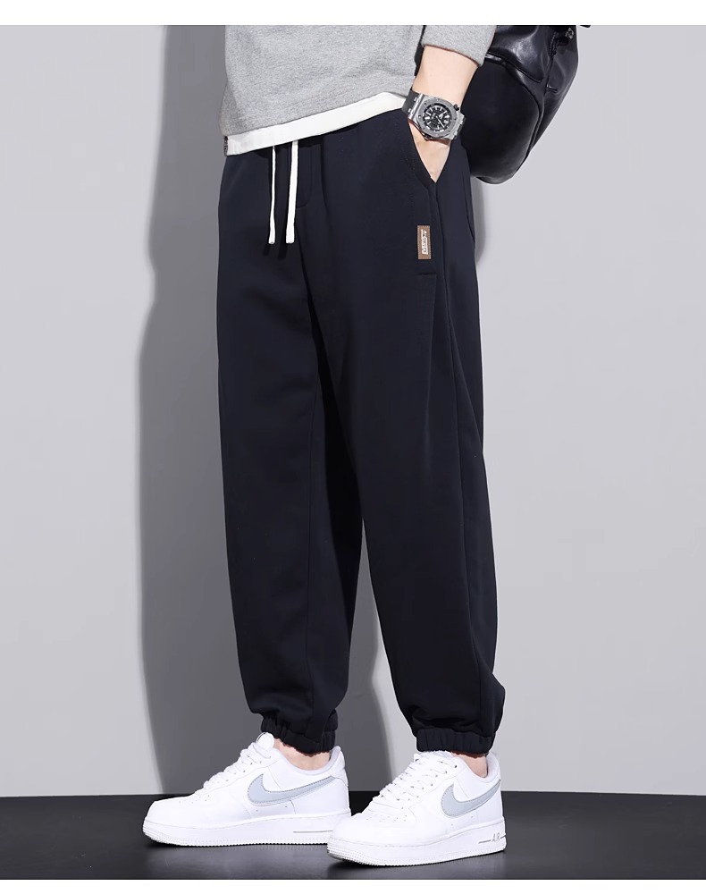 Men's Fleece Lined Sweatpants Plus Size Loose Fit Tapered Joggers for Winter Casual