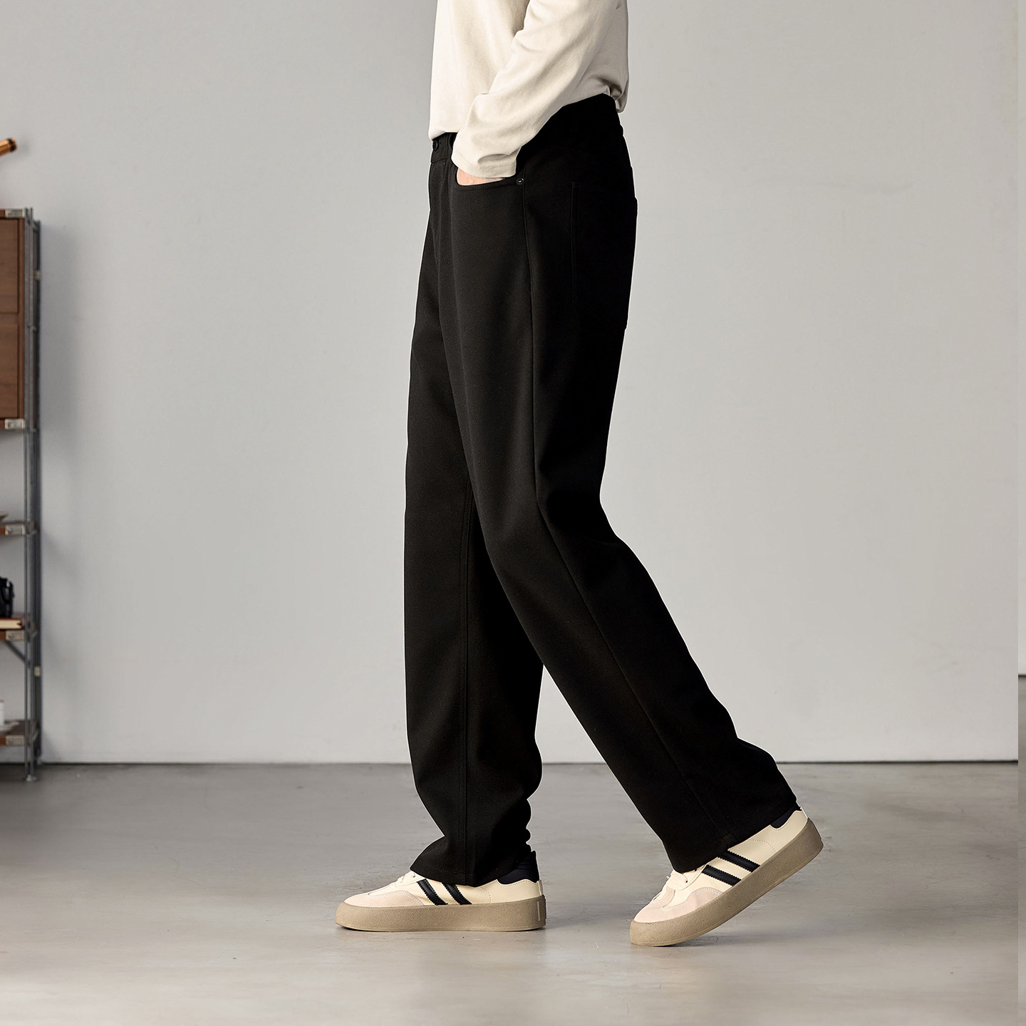 Men's Heavyweight Brushed Casual Pants Loose Fit Winter Trousers