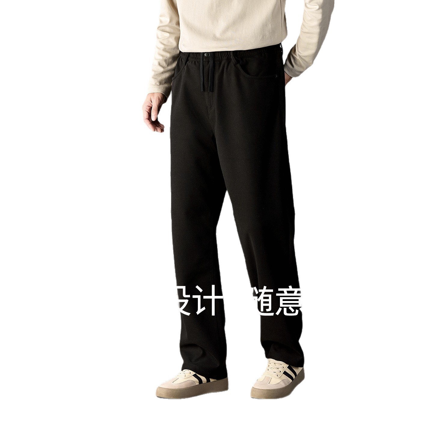Men's Heavyweight Brushed Casual Pants Loose Fit Winter Trousers