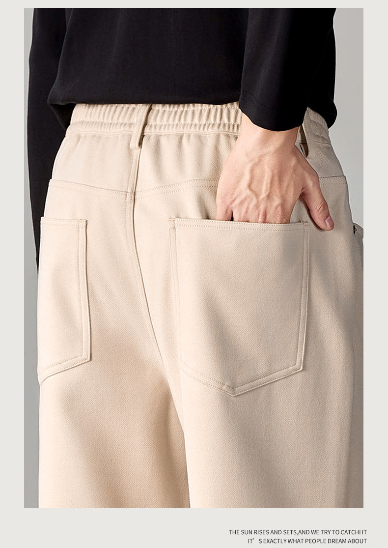 Men's Heavyweight Brushed Casual Pants Loose Fit Winter Trousers