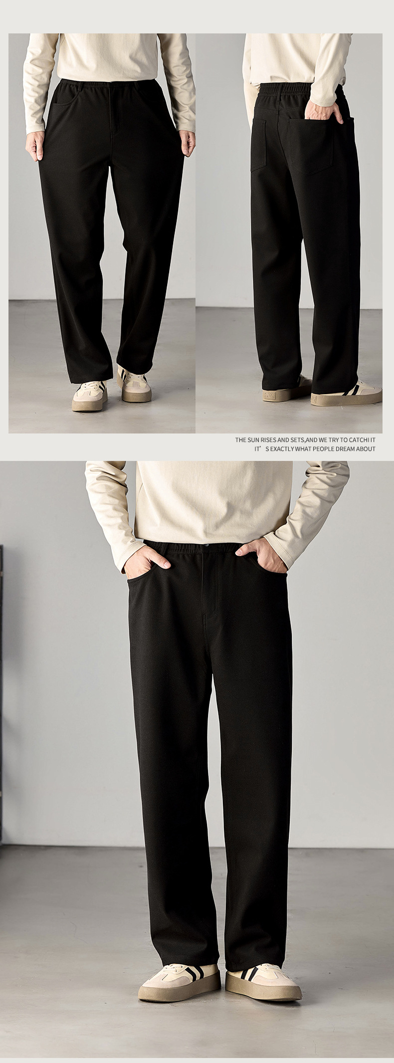 Men's Heavyweight Brushed Casual Pants Loose Fit Winter Trousers