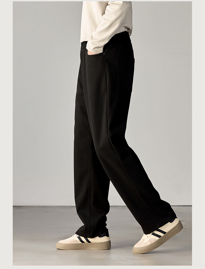Men's Heavyweight Brushed Casual Pants Loose Fit Winter Trousers
