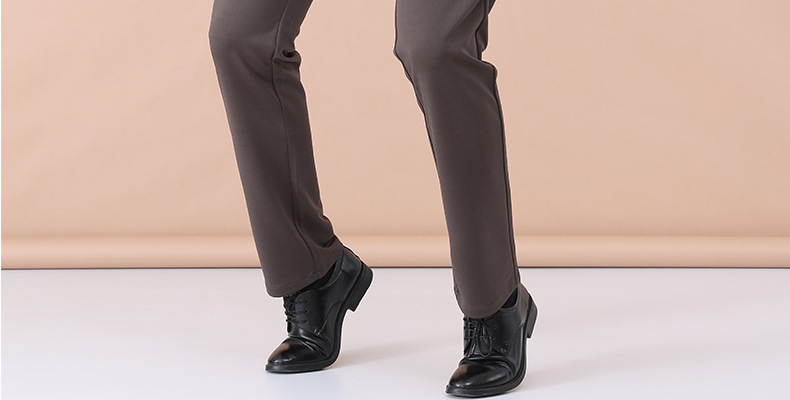 Men's Thin Casual Pants Straight Leg High Waist Polyester Trousers for Spring and Autumn