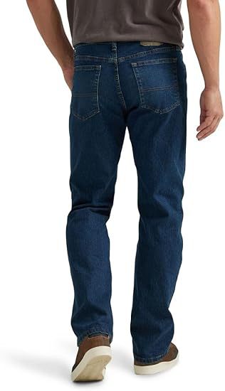 Men's Loose Straight Leg Jeans, Cotton High Waist Zip Fly Long Pants for Spring and Autumn