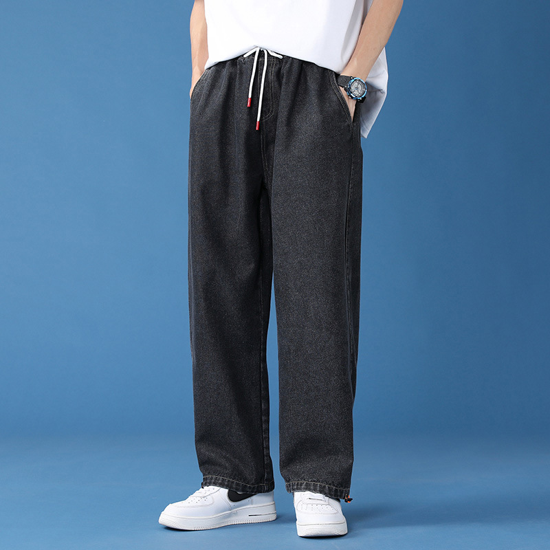 Men's Cotton Straight Leg Jeans, Loose Fit Casual Long Pants for Fall