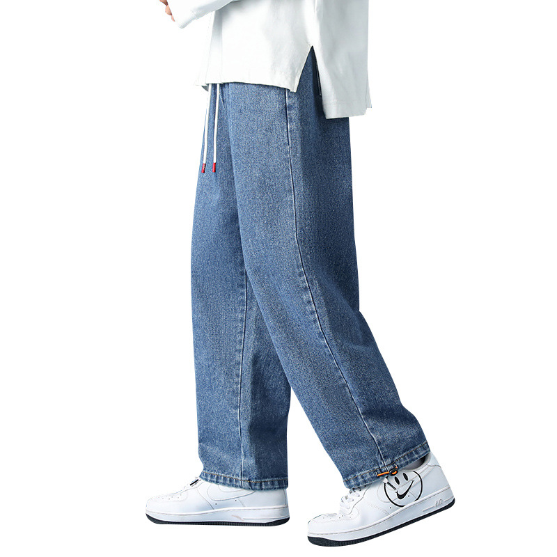 Men's Cotton Straight Leg Jeans, Loose Fit Casual Long Pants for Fall