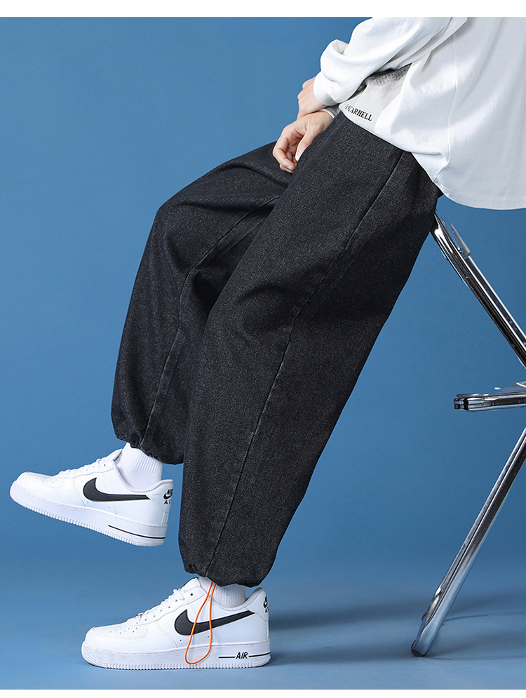 Men's Cotton Straight Leg Jeans, Loose Fit Casual Long Pants for Fall