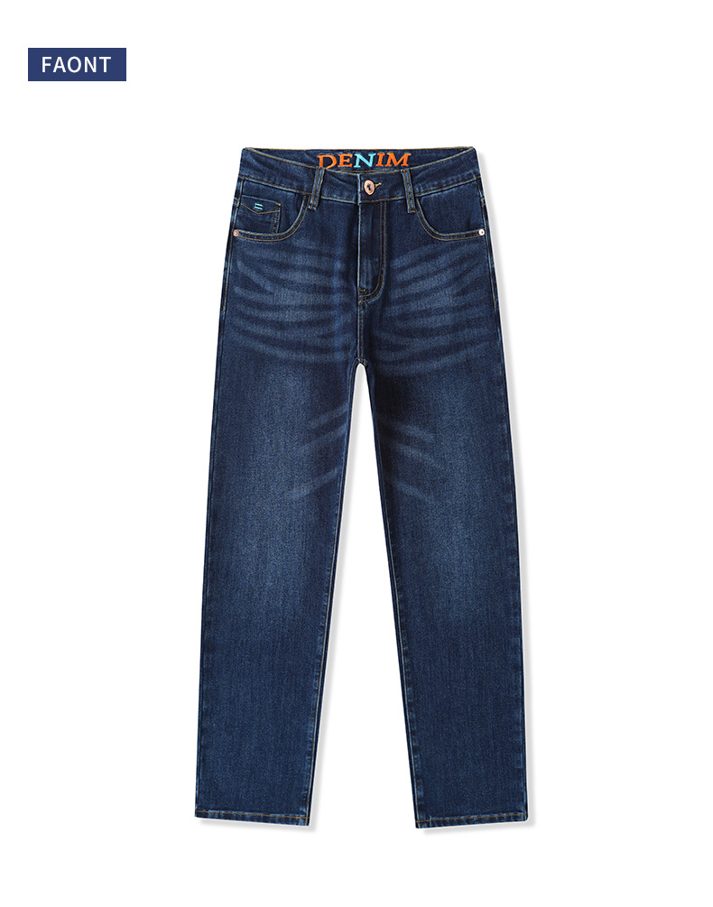 Men's Blue Gray Slim Fit Straight Leg Stretch Jeans, Spring Autumn Casual Business Denim Pants