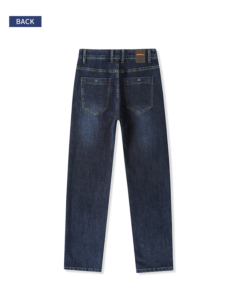 Men's Blue Gray Slim Fit Straight Leg Stretch Jeans, Spring Autumn Casual Business Denim Pants
