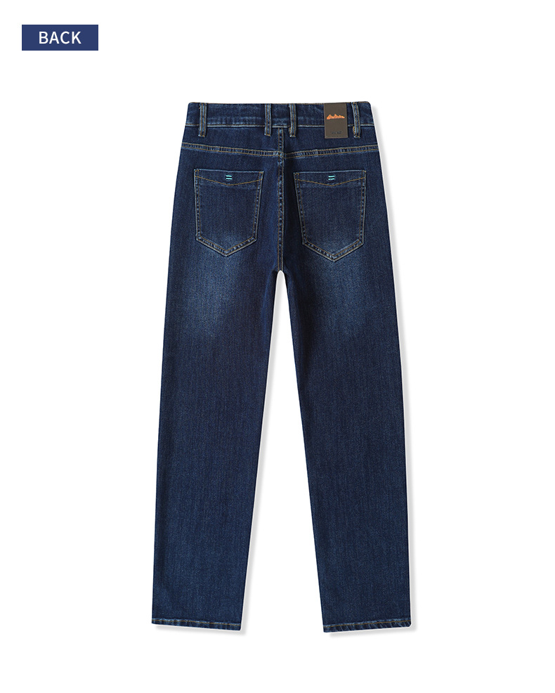 Men's Blue Gray Slim Fit Straight Leg Stretch Jeans, Spring Autumn Casual Business Denim Pants