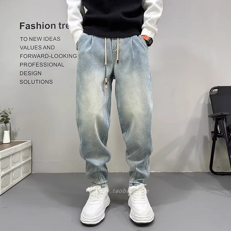 Quần jean nam cổ điển rửa sạch chân thẳng, quần denim vừa vặn Xanh da trời cho mùa xuân và mùa hè