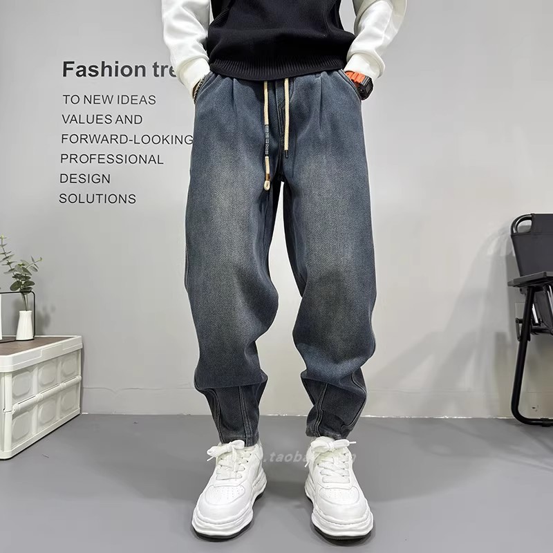 Quần jean nam cổ điển rửa sạch chân thẳng, quần denim vừa vặn Xanh da trời cho mùa xuân và mùa hè
