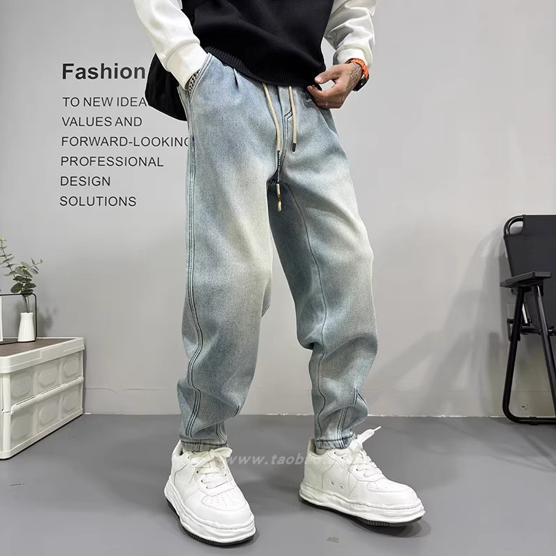 Quần jean nam cổ điển rửa sạch chân thẳng, quần denim vừa vặn Xanh da trời cho mùa xuân và mùa hè