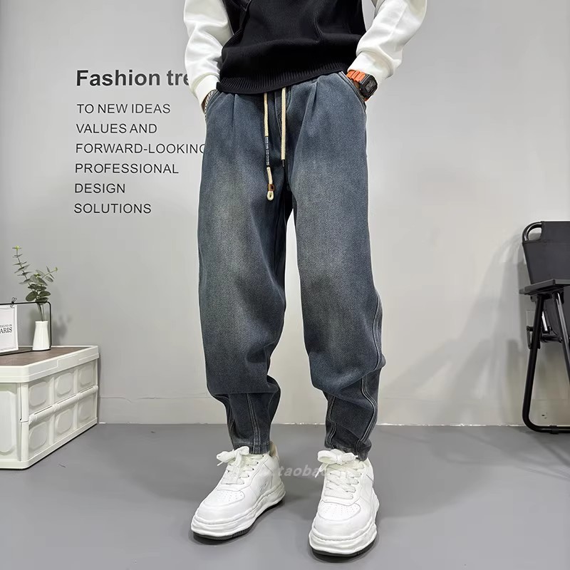 Quần jean nam cổ điển rửa sạch chân thẳng, quần denim vừa vặn Xanh da trời cho mùa xuân và mùa hè