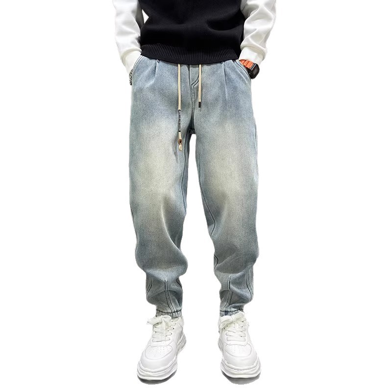 Quần jean nam cổ điển rửa sạch chân thẳng, quần denim vừa vặn Xanh da trời cho mùa xuân và mùa hè