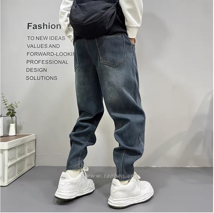 Quần jean nam cổ điển rửa sạch chân thẳng, quần denim vừa vặn Xanh da trời cho mùa xuân và mùa hè