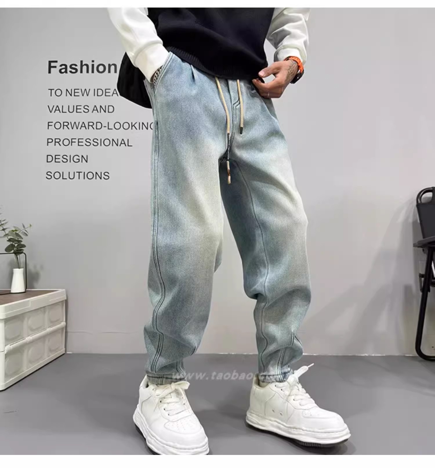 Quần jean nam cổ điển rửa sạch chân thẳng, quần denim vừa vặn Xanh da trời cho mùa xuân và mùa hè