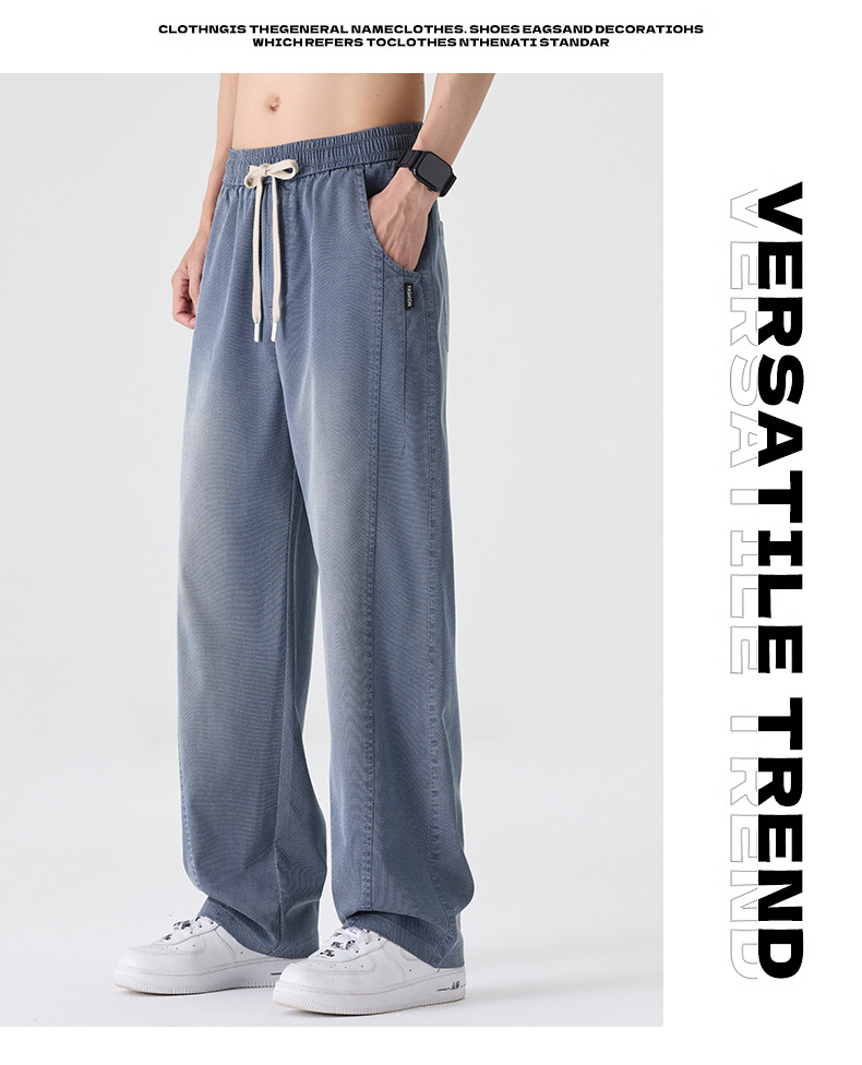 Men Lyocell Tencel Straight Leg Jeans, Lightweight Breathable Casual Pants for Summer